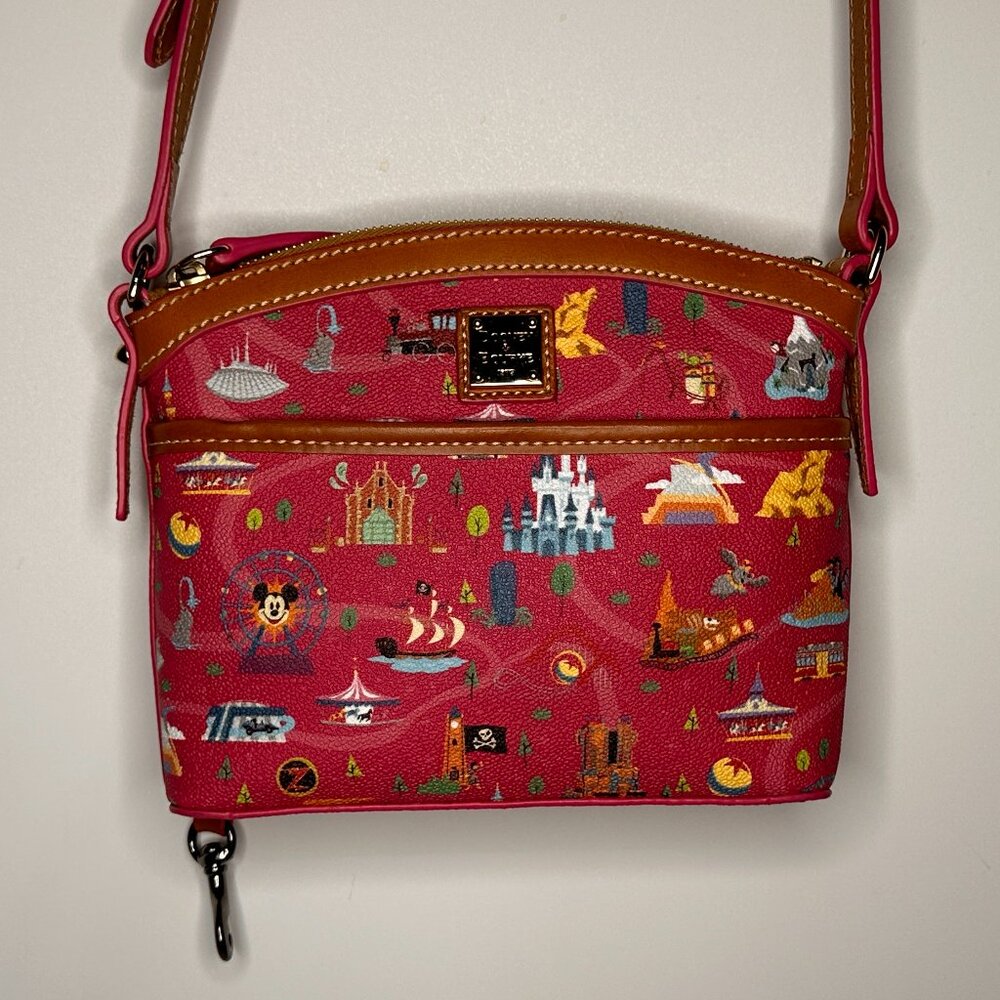 Dooney & Bourke Disney Park Life Attraction Graphic Pink Crossbody Bag
